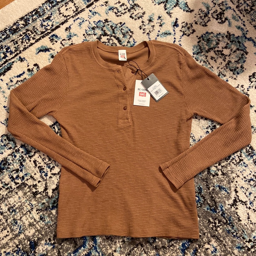 Re/Done x Hanes Henley Thermal Long Sleeve